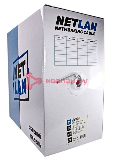 NETLAN кабель F/UTP 4 пары, Кат. 5e (Класс D), 100 МГц, одножильный, BC (чистая медь), внутренний, P