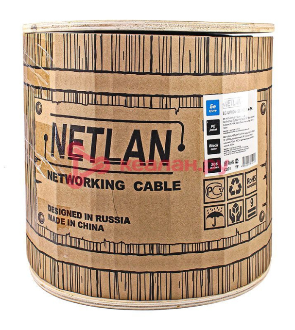NETLAN кабель F/UTP 4 пары, Кат. 5e (Класс D), 100 МГц, одножильный, BC (чистая медь), внешний, PE д