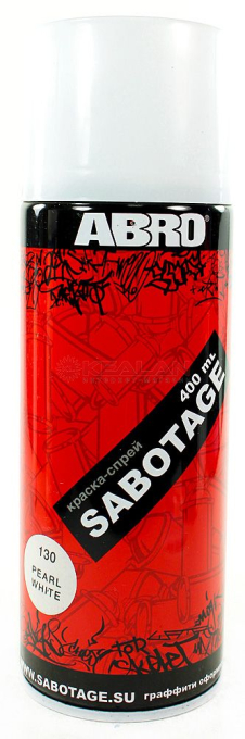 ABRO SPG-130 краска-спрей SABOTAGE 130, белый перламут