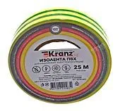 KRANZ изолента желто-зеленая, 0.13 мм, 19 мм, 25 м.