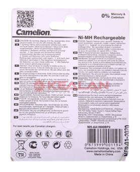 Camelion R6 AA аккумуляторная батарейка, 1800mAh Ni-Mh, 2 шт.
