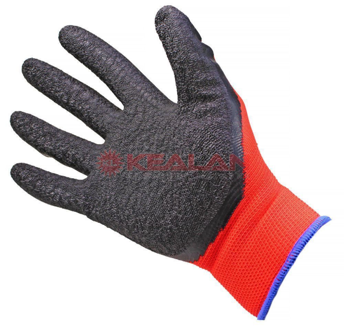 GWARD Red красные нейлоновые перчатки с черным текстурированным латексом, 9/L
