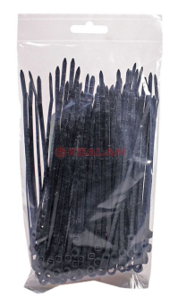 Fortisflex 150x3.5 стяжка нейлоновая с отверстием под винт черная, 100 шт.