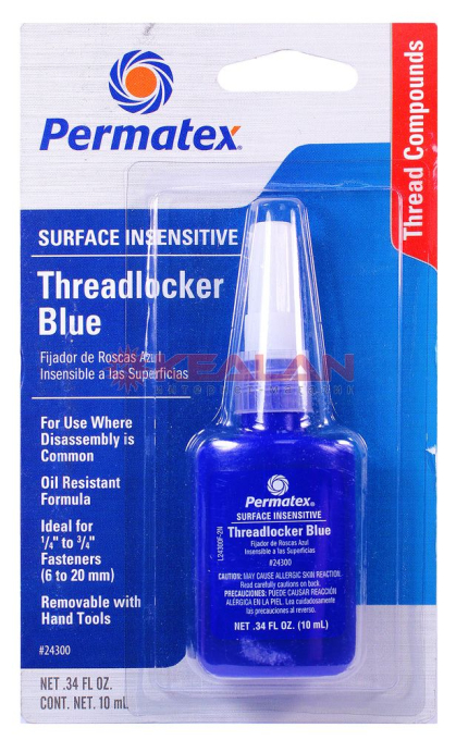 Permatex 24300 фиксатор резьбы для замасленных поверхностей, средняя фиксация, синий, 10 мл.