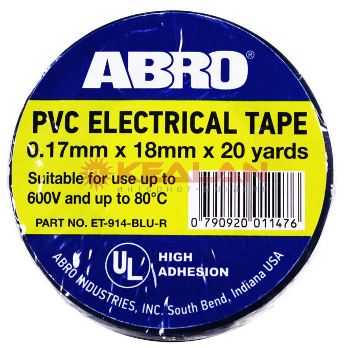ABRO ET-914-BLU-R изолента термостойкая, синяя, 18 мм, 18 м.