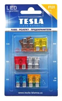 TESLA F131 набор предохранителей ножевого типа с индикатором LED, стандарт, 12 шт.