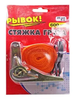 Стяжка груза "РЫВОК" 300 кг/600кг лента 25мм*(полиэстр), 5м