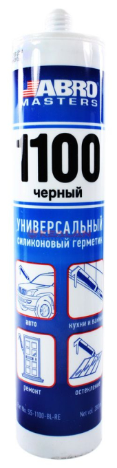 ABRO MASTERS SS-1100-BL санитарный герметик силиконовый универсальный, черный, 280 мл.