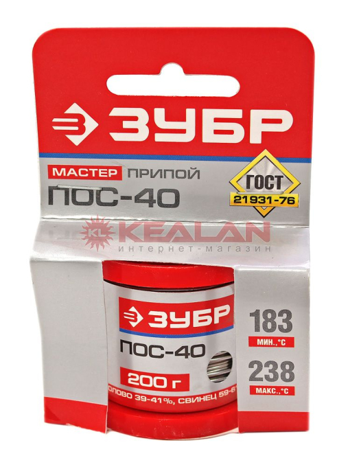 ЗУБР 55451-200-10 припой, ПОС 40, проволока, 200 г, 1 мм.
