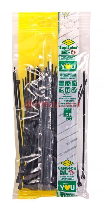 SapiSelco SEL.3.203R стяжки кабельные стандартные, черные,135x2,5 мм, 100 шт.