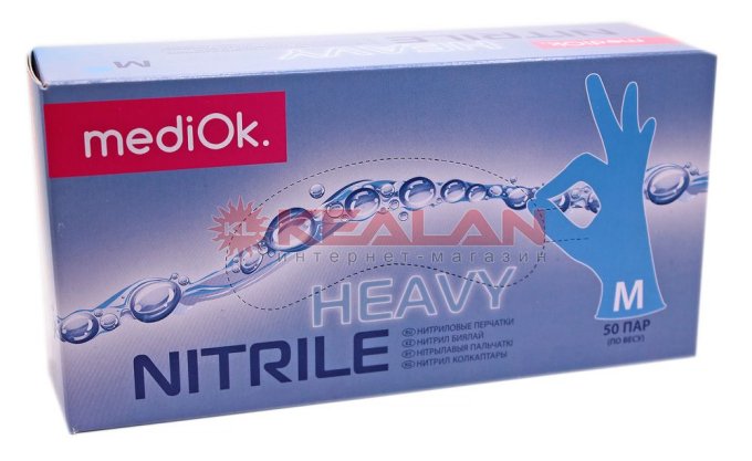 MEDIOK HEAVY нитриловые перчатки, голубые, размер M, 100 шт.