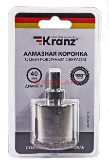 KRANZ коронка алмазная 40 мм, по керамограниту с центровочным сверлом 