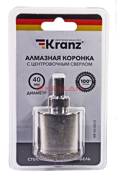 KRANZ коронка алмазная 40 мм, по керамограниту с центровочным сверлом 