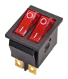 REXANT 36-2410 выключатель клавишный 250V 15А (6с) ON-OFF красный с подсветкой