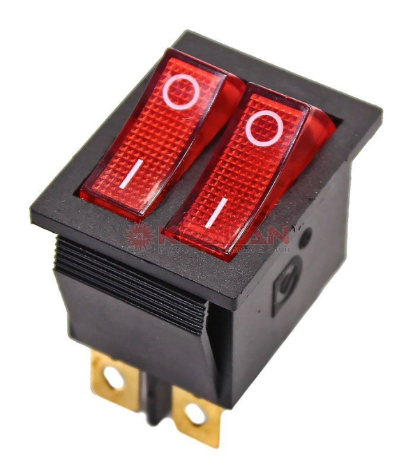 REXANT 36-2410 выключатель клавишный 250V 15А (6с) ON-OFF красный с подсветкой