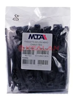 MTA 120*7.8 хомут-стяжка пластиковый черный, 100 шт.