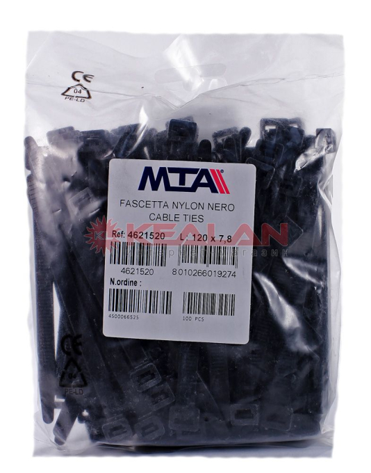MTA 120*7.8 хомут-стяжка пластиковый черный, 100 шт.