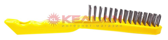 Щетка металлическая с пластиковой основой, желтая