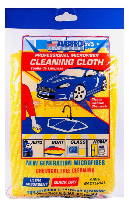 ABRO MASTERS CT-210-YE cалфетка протирочная из микрофибры, желтая, 38х40 см.