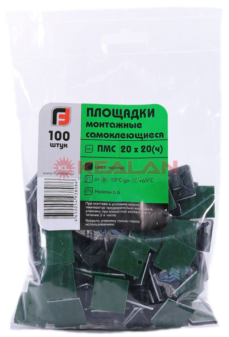 Fortisflex ПМС-20 площадки монтажные самоклеющиеся, черные, 100 шт.