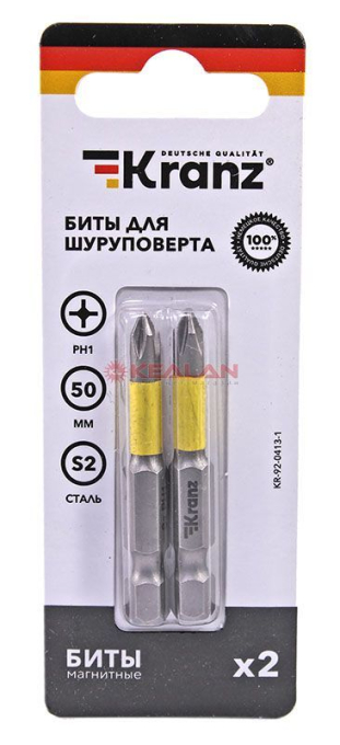 KRANZ KR-92-0413-1 бита для шуруповерта PH1х50 мм (2 шт./уп.)