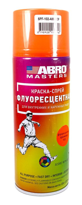 ABRO MASTERS SPF-102-AM-R краска-спрей флуоресцентная, оранжевая, 272 мл.