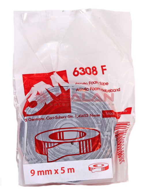 3M™ 6308 скотч, акриловая лента двухсторонняя серая, 0,8 мм, 9 мм, 5 м.