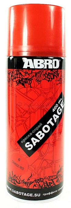ABRO SPG-006 краска-спрей SABOTAGE 6, оранжево-красный