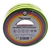 KRANZ изолента желто-зеленая, 0.18 мм, 19 мм, 20 м.