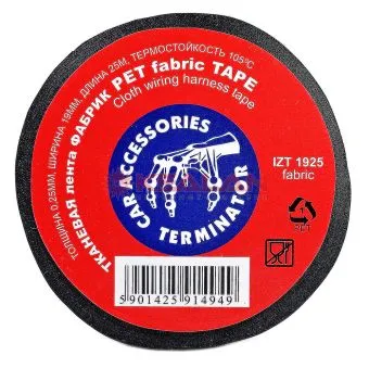 Terminator IZT 1925 fabric изолента черная тканевая, 19 мм, 25 м.