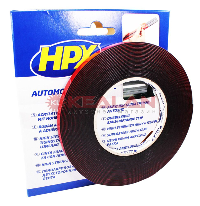 HPX HSA003 двухсторонняя акриловая лента HSA, черная, 9 мм, 10 м.