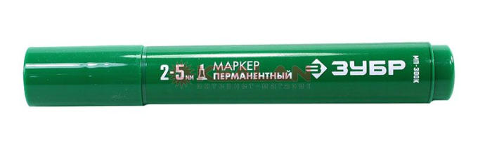 ЗУБР МП-300К клиновидный перманентный маркер зеленый, 2-5 мм.