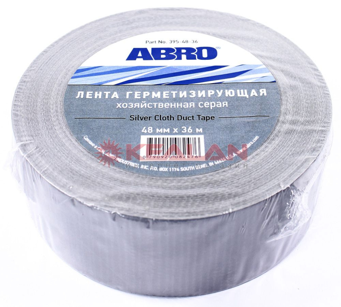 ABRO 395-48-36 лента армированная, герметизирующая хозяйственная, серая, 48 мм, 36 м.