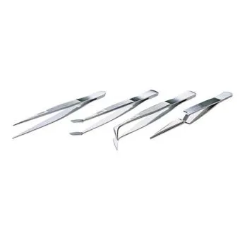 Pro'sKit 808-389 набор пинцетов, 4 шт. прямой, лопатка, с замком и изогнутый, 110-120 мм.