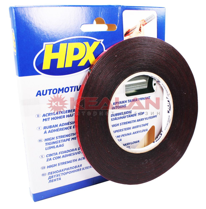 HPX HSA002 двухсторонняя акриловая лента HSA, черная, 6 мм, 10 м.