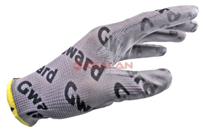 GWARD PU-G with GWARD LOGOS перчатки из полиэстера серого цвета полиуретановым покрытием с логотипир