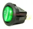 REXANT 36-2588 выключатель клавишный круглый 12V 20А (3с) ON-OFF зеленый с подсветкой