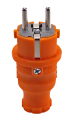 REXANT 111-015 вилка прямая влагозащищенная, c/з, 16 А, IP44, каучук оранжевая