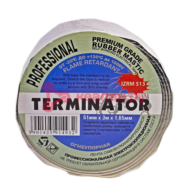 Terminator IZRM 513 изолента резиновая самовулканизирующаяся мастика, 51 мм, 3 м.