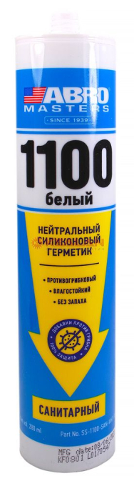 ABRO MASTERS SS-1100-SAN-WHT-RE санитарный герметик силиконовый нейтральный, белый, 280 мл.