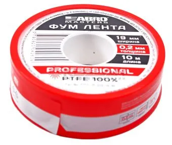 ABRO MASTERS PTFE-19-020-10-RE ФУМ лента, размеры: 0,2 мм, 19 мм, 10 м.