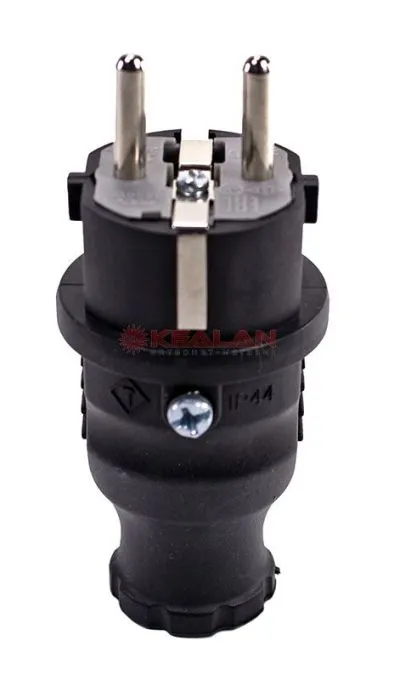 REXANT 111-001 вилка прямая влагозащищенная, c/з, 16 А, IP44, каучук 