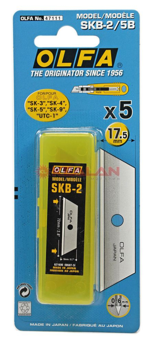 OLFA OL-SKB-2/5B лезвие трапециевидное для SK-4, 17,5х72х0,6 мм., 5 шт.