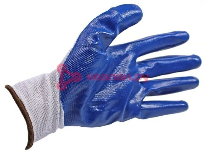 GWARD Blue перчатки нейлоновые белые с синим нитриловым покрытием, размер 10/XL