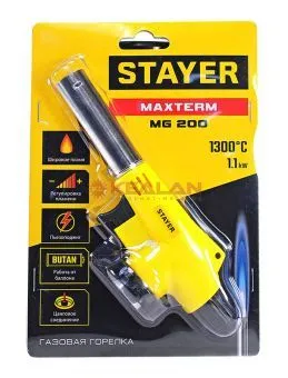 STAYER MaxTerm MG 100, 1300°C, газовая горелка с пьезоподжигом на баллон с цанговым соединение