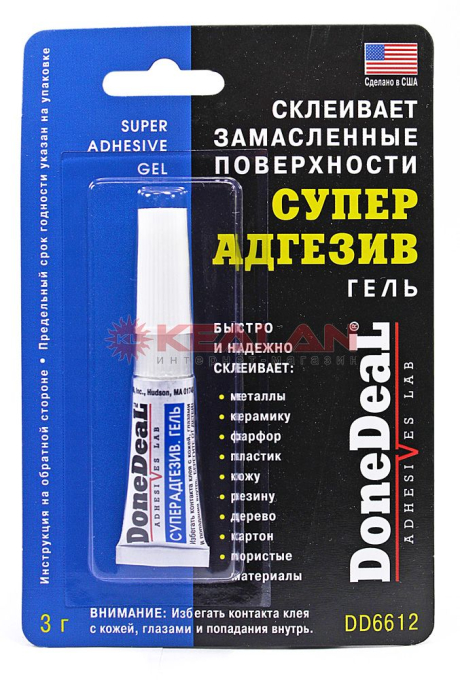 Done Deal DD6612 суперадгезив гель, не требует обезжиривания поверхности, 3 г.
