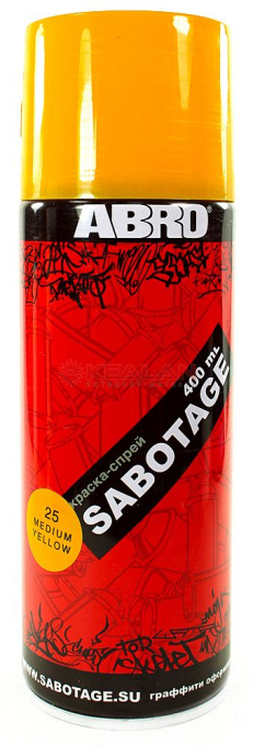 ABRO SPG-025 краска-спрей SABOTAGE 25, жёлтый, 400 мл.