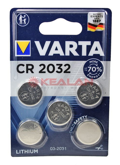 VARTA ELECTRONICS CR2032 литиевая батарейка, 5 шт.