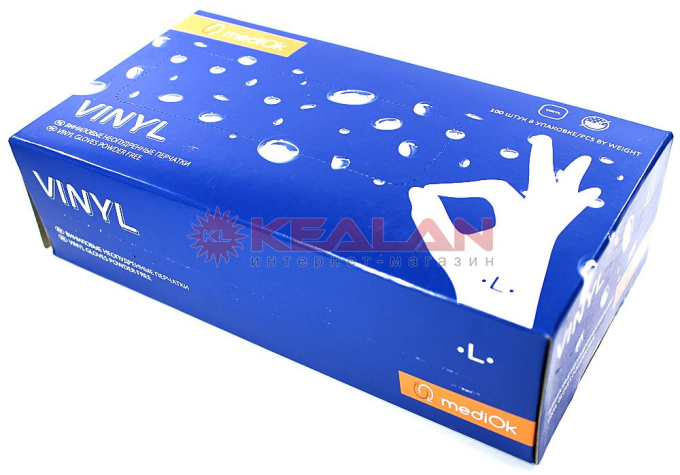 MEDIOK виниловые перчатки, размер L, 100 шт.