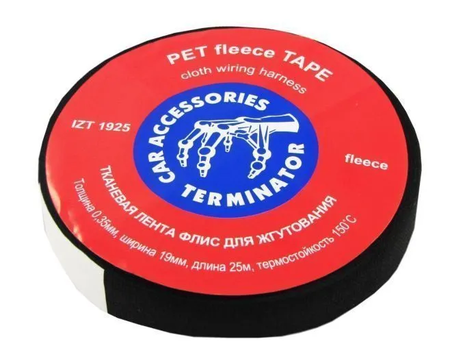 Terminator IZT 1925 fleece изолента черная тканевая, 19 мм, 25 м.